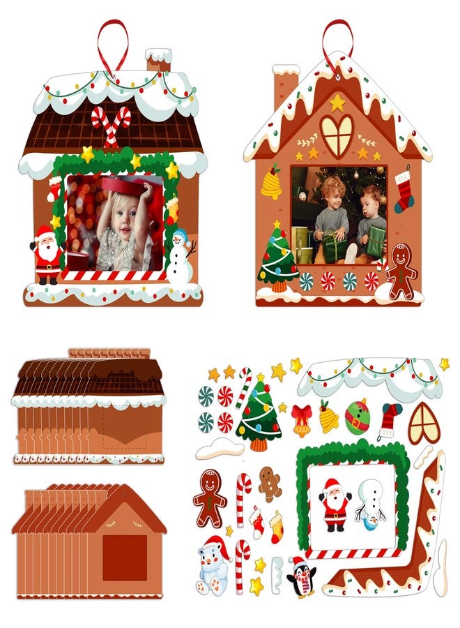 D4DREAM Christmas Craft Stickers for Kids - 12 pcs Picture Frame Craft Kits for Decor DIY Gingerbread Candy Crafts - New Year Party Supplies Home Classroom Activities - Image 1